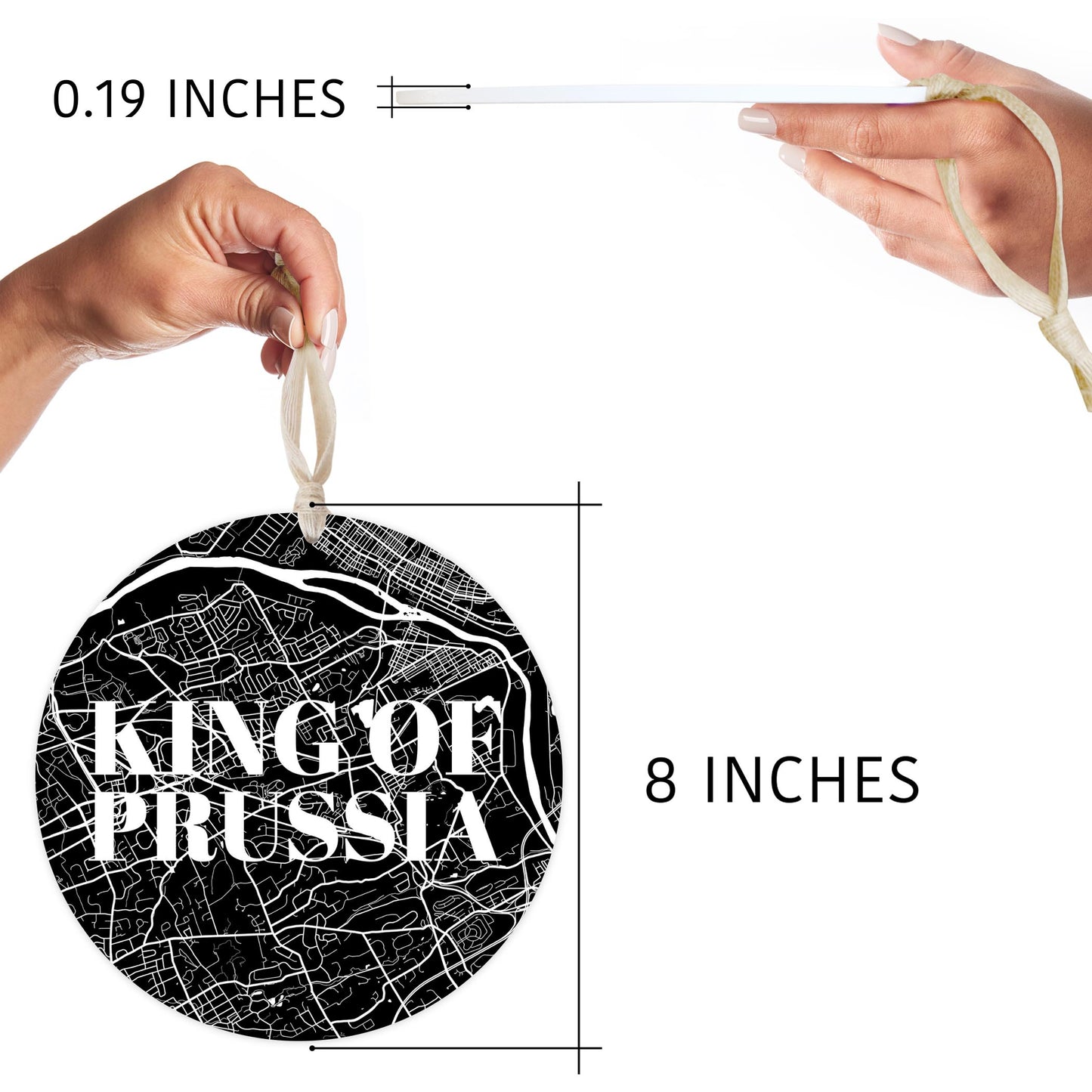 Minimalistic B&W Pennsylvania King Of Prussia Map | Wood Ornament | Eaches | Min 1