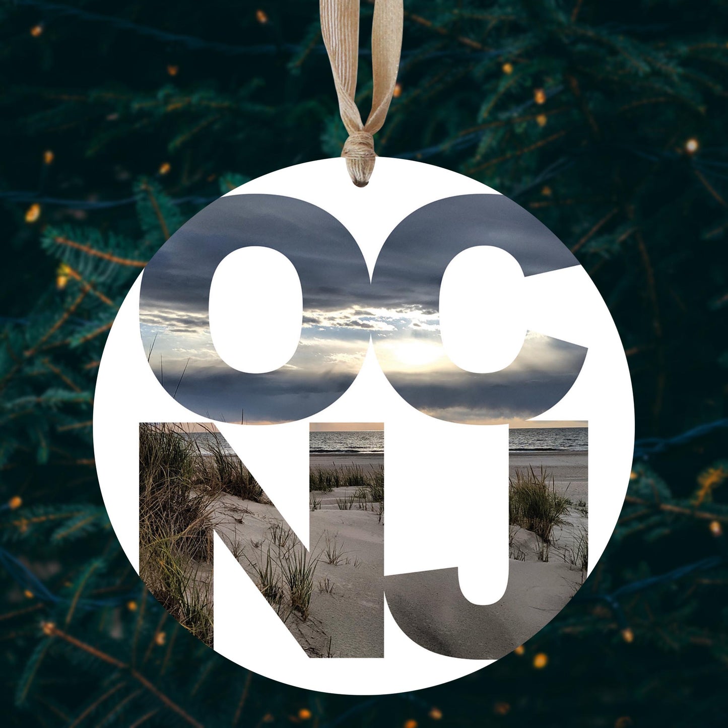 OCNJ Photo With Text | Wood Ornament | Eaches | Min 1