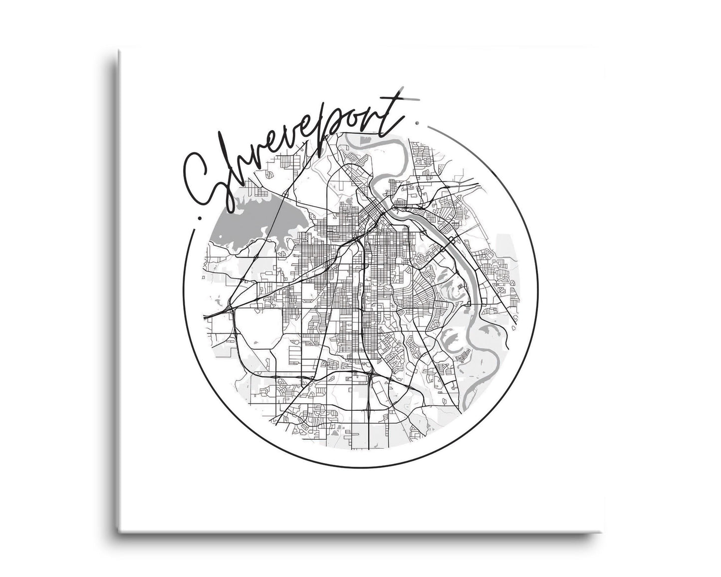 Modern Louisiana Shreveport Circle Map | Hi-Def Glass Art | Eaches | Min 2