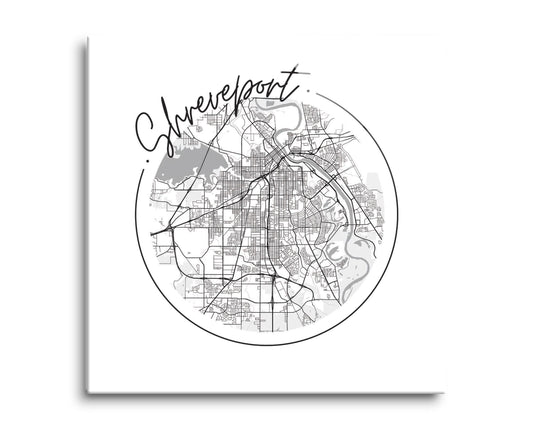 Modern Louisiana Shreveport Circle Map | Hi-Def Glass Art | Eaches | Min 2