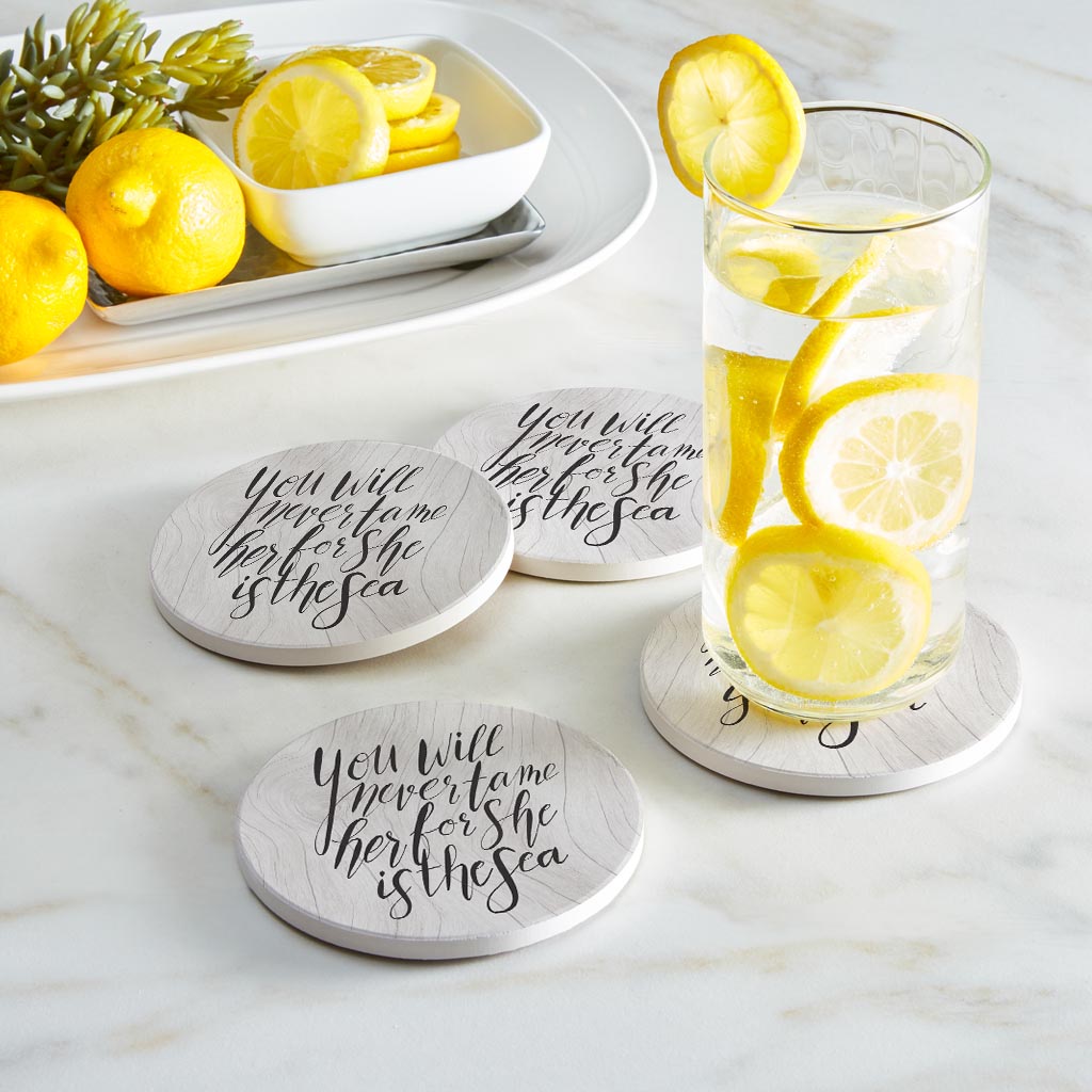 New England Calligraphy Saying| Absorbent Coasters | Set of 4 | Min 2