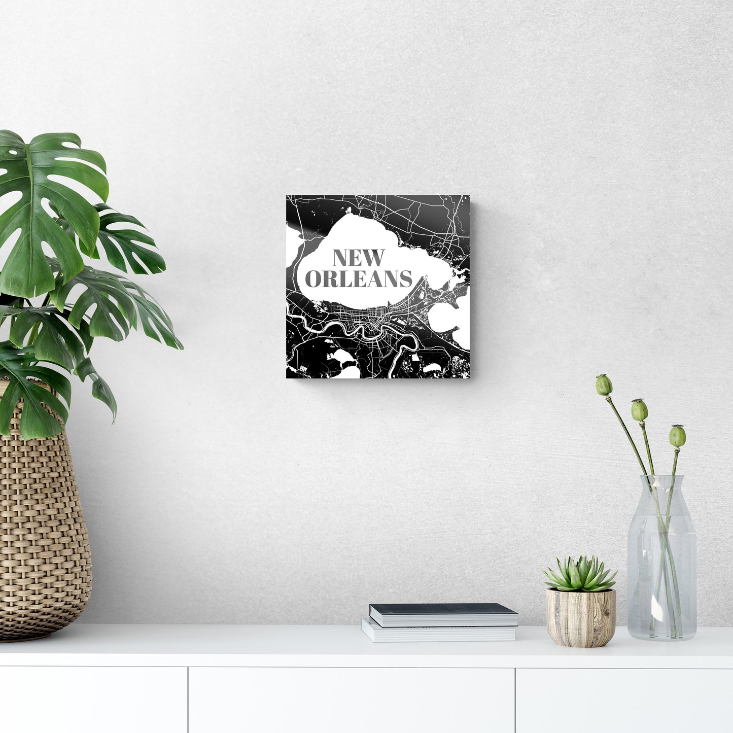 Modern Louisiana New Orleans Map | Hi-Def Glass Art | Eaches | Min 1