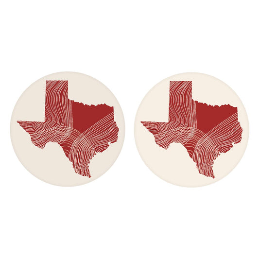 Modern Minimalist Texas Fluid Line State Shape| Absorbent Car Coasters | Set of 2 | Min 4
