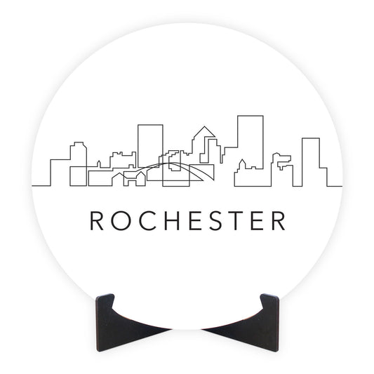 Minimalistic B&W New York Rochester Skyline | Wood Sign | Eaches | Min 1