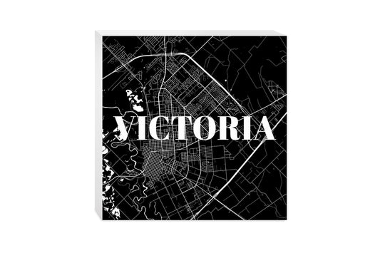 Minimalistic B&W Texas Victoria Map | Wood Block | Eaches | Min 2