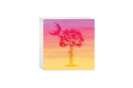 South Carolina Pink Water Color Palm Trees | Wood Block | Eaches | Min 4
