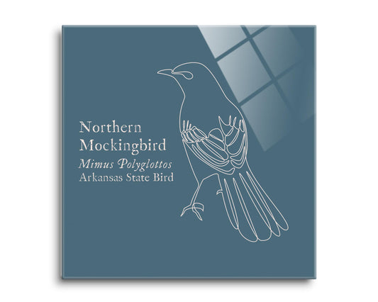Modern Minimalist Arkansas Mockingbird | Hi-Def Glass Art | Eaches | Min 2