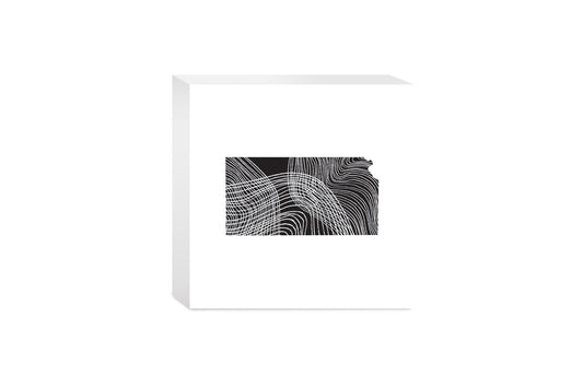 Minimalist B&W Kansas State Shape | Wood Block | Eaches | Min 4