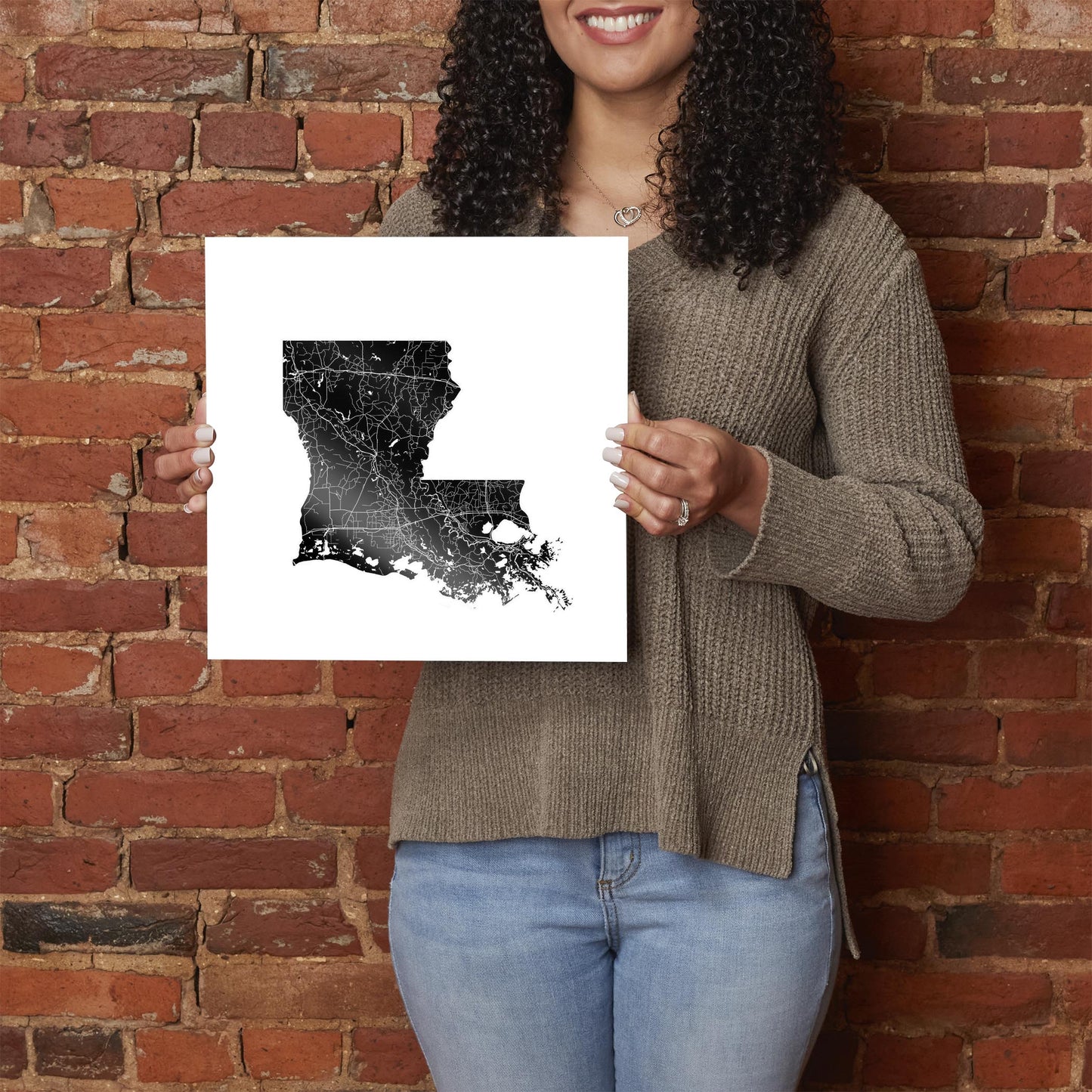 Modern Louisiana State Shape With Map | Hi-Def Glass Art | Eaches | Min 1