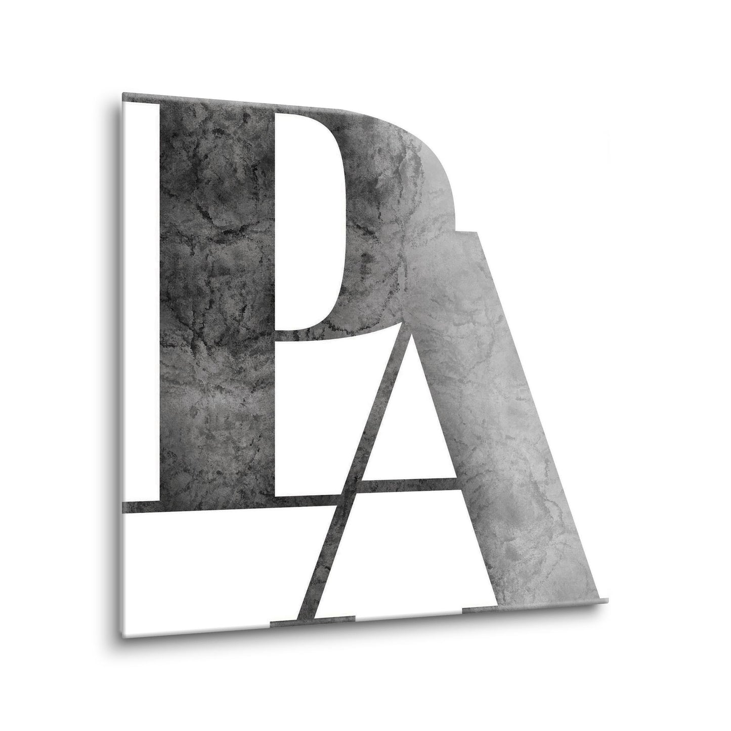 Minimalistic B&W Pennsylvania White Initials | Hi-Def Glass Art | Eaches | Min 1