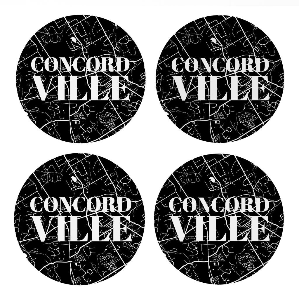 Minimalistic B&W Pennsylvania Concordville Map | Absorbent Coasters | Set of 4 | Min 2