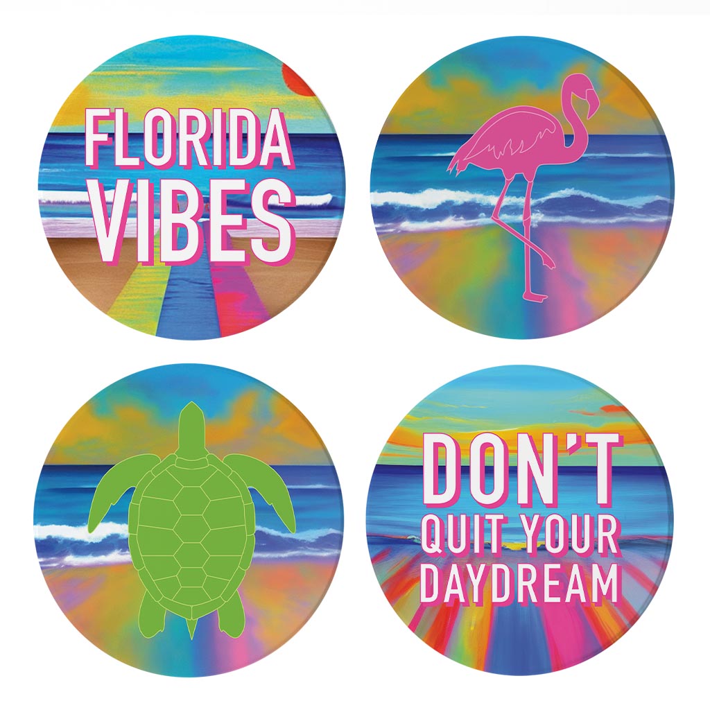 Bright Florida Beach | Absorbent Coasters | Set of 4 | Min 2