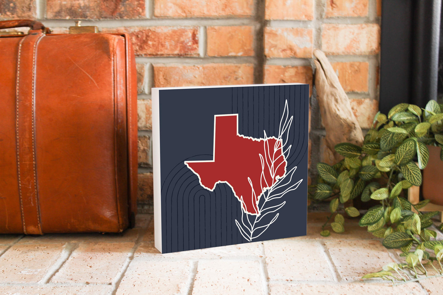Modern Minimalist Texas Colors Shape Leaf | Wood Block | Eaches | Min 2