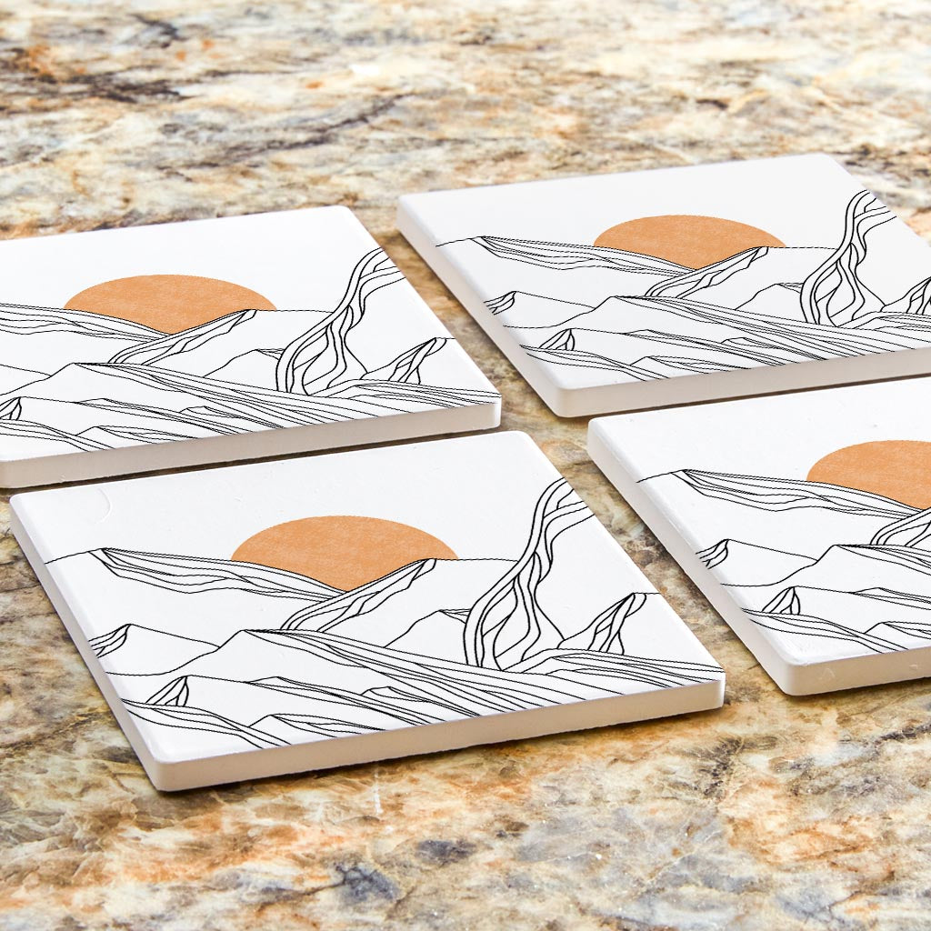 White Mountain Sun Lines | Absorbent Coasters | Set of 4 | Min 2