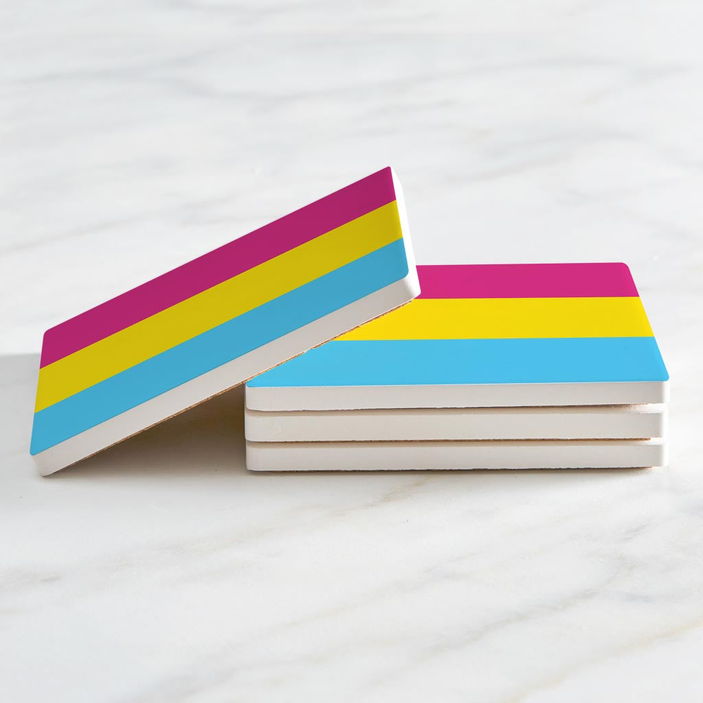 Pansexual Pride Flag Colors | Absorbent Coasters | Set of 4 | Min 2