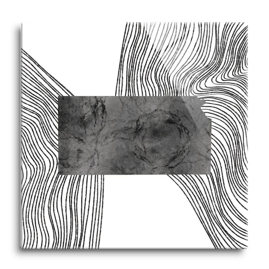 Minimalist B&W Kansas State With Fluid Lines | Hi-Def Glass Art | Eaches | Min 1