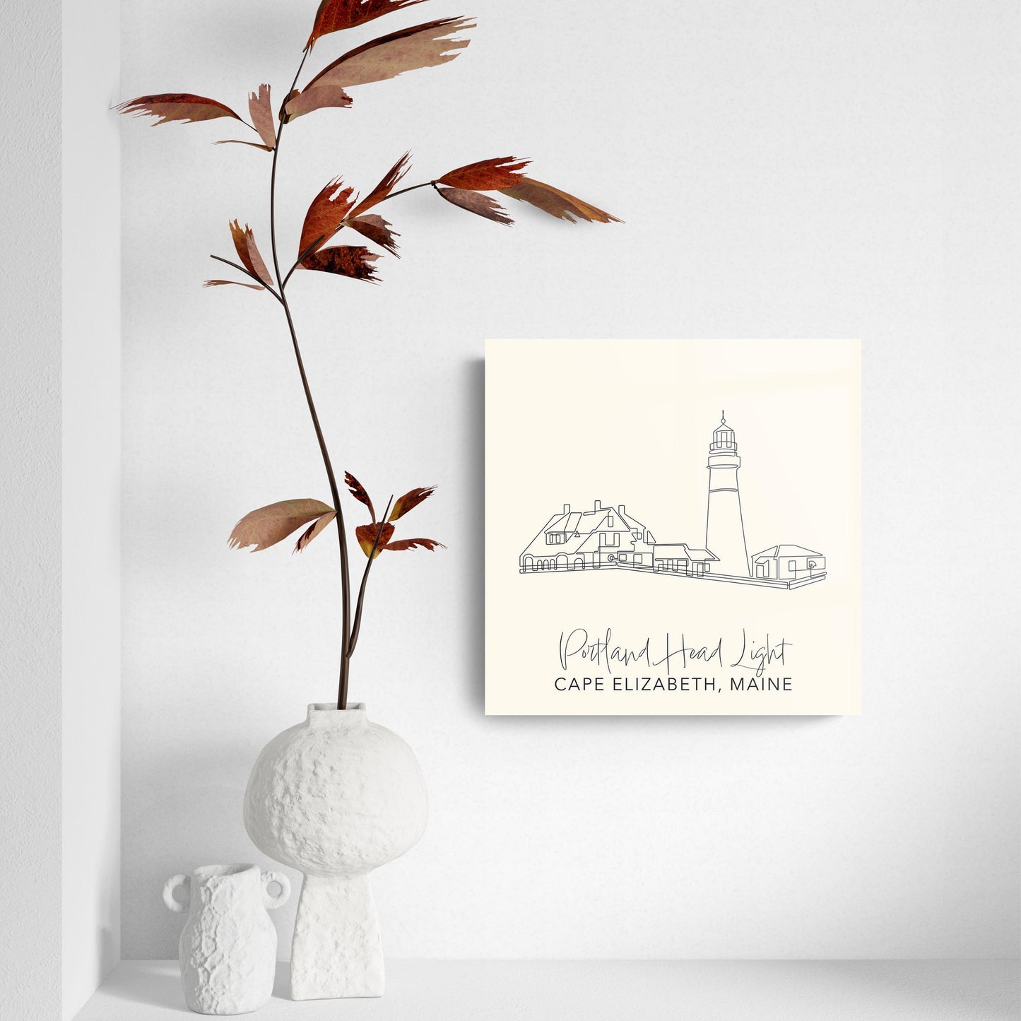 Cream Portland Head Light | Hi-Def Glass Art | Eaches | Min 2