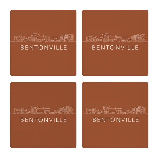 Modern Minimalist Arkansas Bentonville Skyline | Absorbent Coasters | Set of 4 | Min 2
