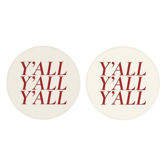 Modern Minimalist Texas Colors Yall| Absorbent Car Coasters | Set of 2 | Min 4