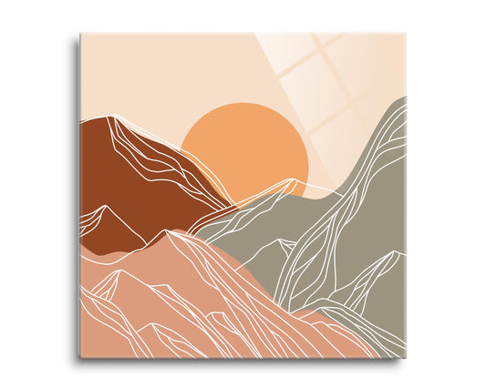 Colorful Mountain Sun Lines | Hi-Def Glass Art | Eaches | Min 2