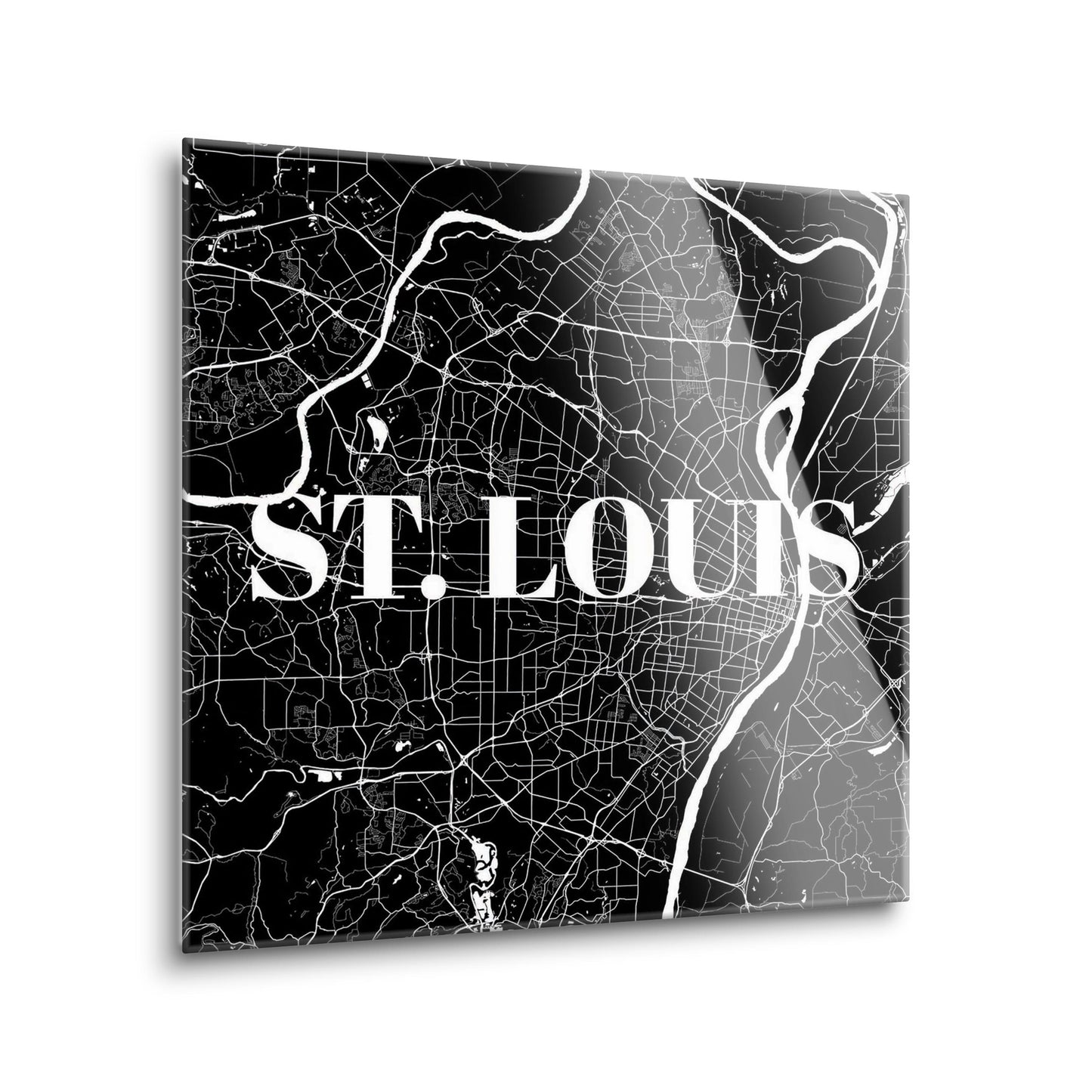 Minimalist B&W Missouri St Louis Map | Hi-Def Glass Art | Eaches | Min 2