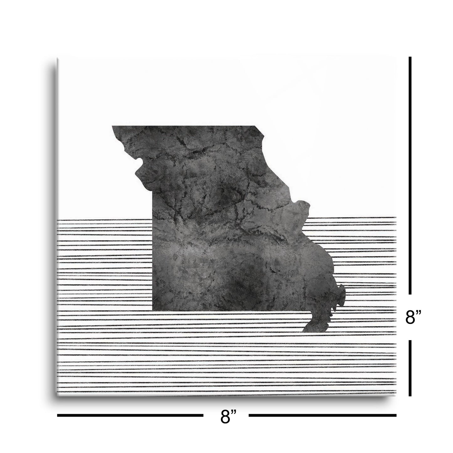 Minimalist B&W Missouri State With Straight Lines | Hi-Def Glass Art | Eaches | Min 2