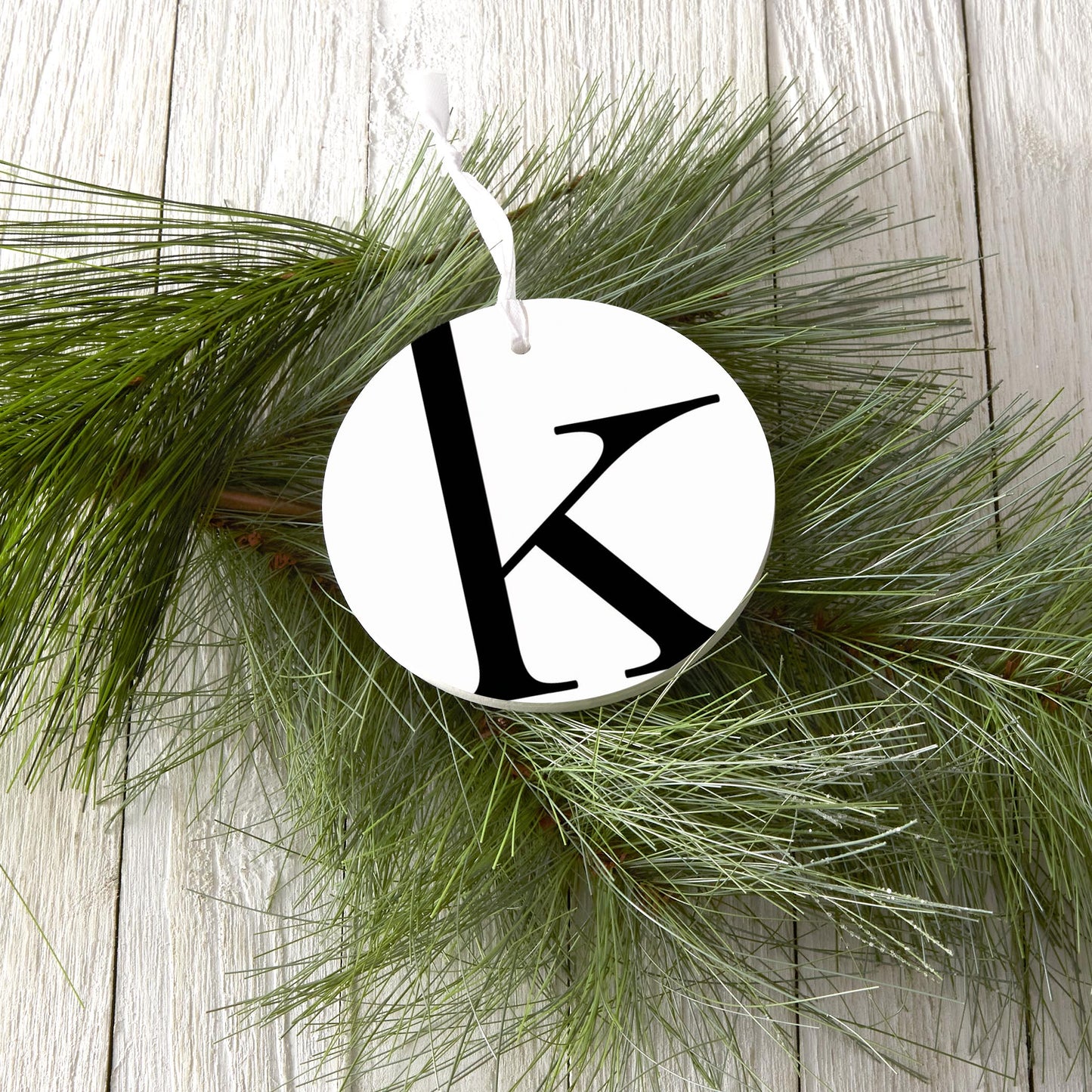Minimalist Monogram K| Wood Ornament | Eaches | Min 6