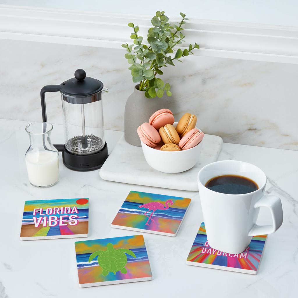 Bright Florida Beach| Absorbent Coasters | Set of 4 | Min 2