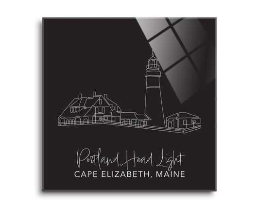 Black Portland Head Light | Hi-Def Glass Art | Eaches | Min 2