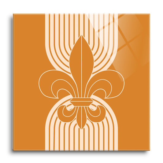 Modern Minimalist Louisiana Orange Fleu De Lis | Hi-Def Glass Art | Eaches | Min 1