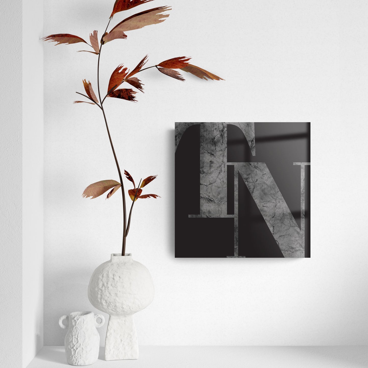 Minimalist B&W Tennessee Black Initials | Hi-Def Glass Art | Eaches | Min 2