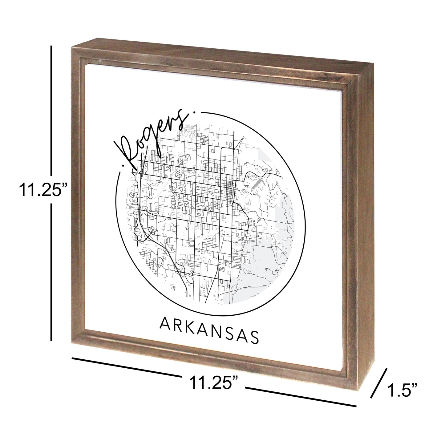 Minimalist B&W Arkansas Rogers Circle Map State | Wood Sign | Eaches | Min 1