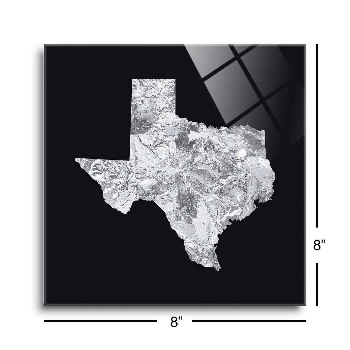 Minimalistic B&W Texas Metal State Shape | Hi-Def Glass Art | Eaches | Min 2