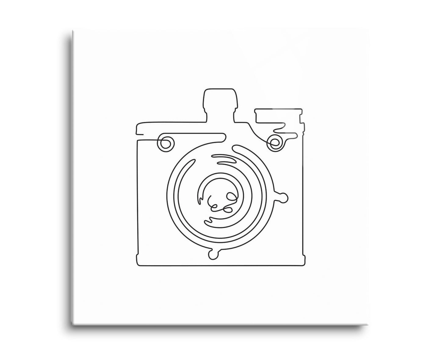 Vintage Camera Line Drawing On White | Hi-Def Glass Art | Eaches | Min 2