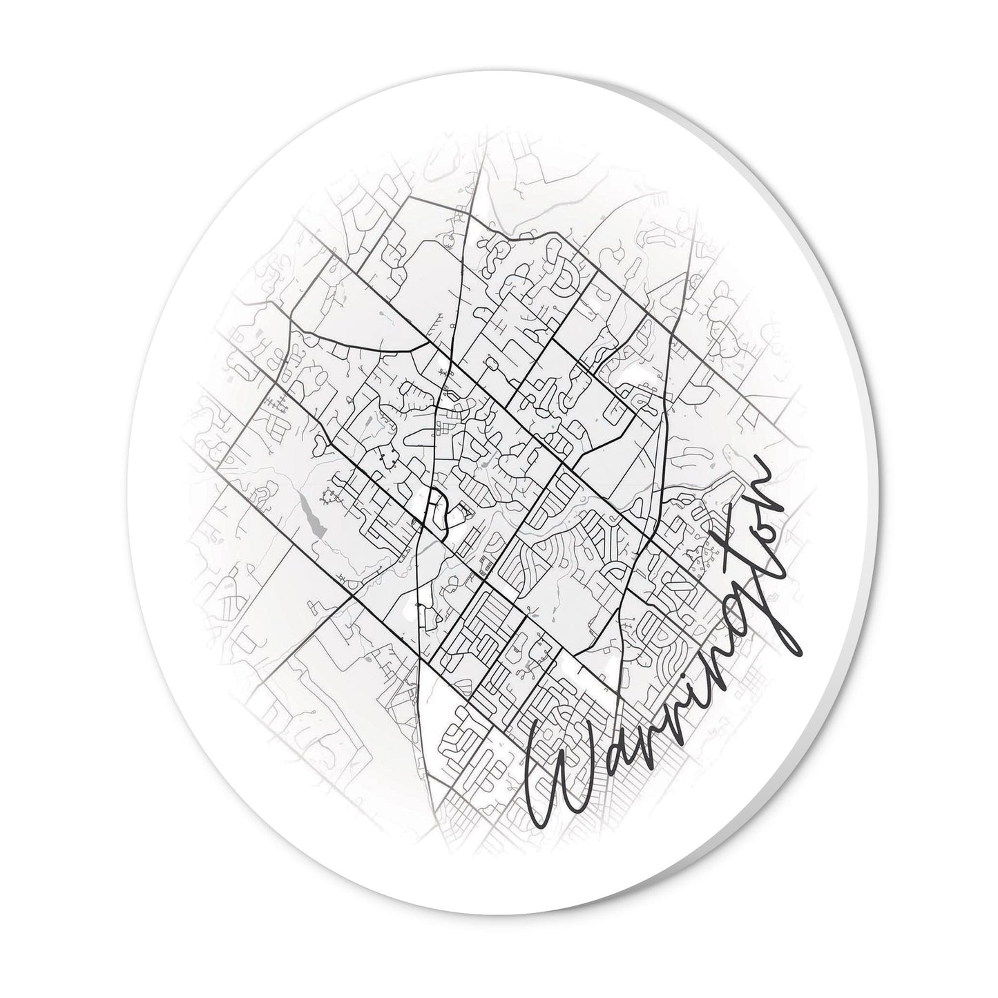 Minimalistic B&W Pennsylvania Warrington Circle Map | Wood Sign | Eaches | Min 1