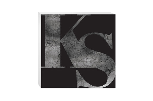 Minimalist B&W Kansas Black Initials | Wood Block | Eaches | Min 2