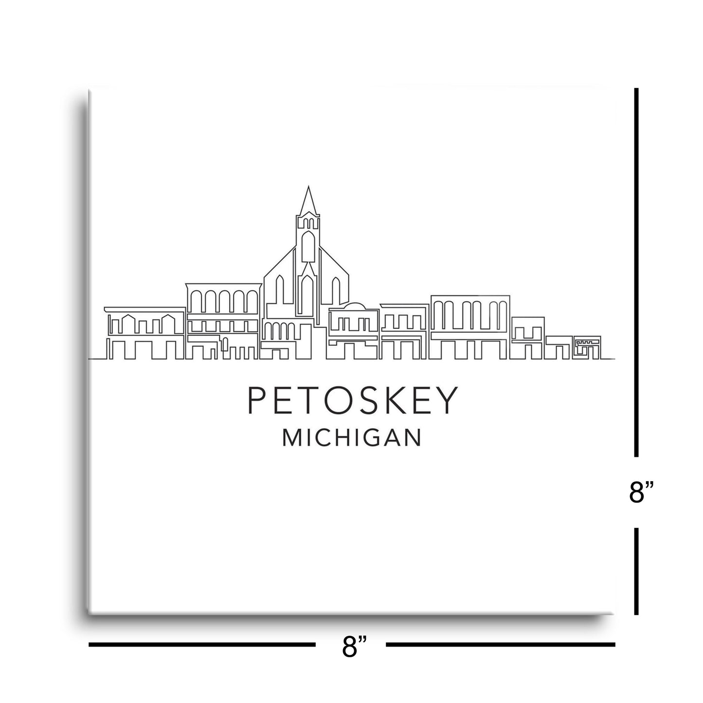 Minimalistic B&W Michigan Petoskey Skyline | Hi-Def Glass Art | Eaches | Min 2