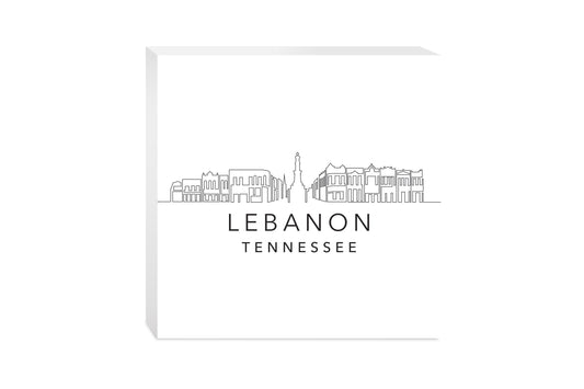 Minimalist B&W Tennessee Lebanon Skyline | Wood Block | Eaches | Min 2