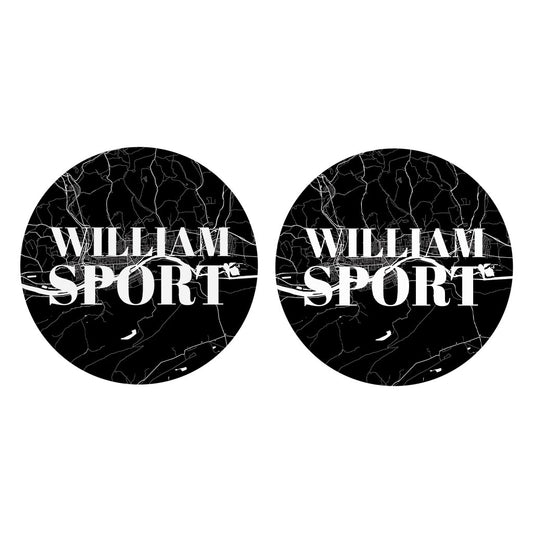 Minimalistic B&W Pennsylvania Williamsport Map | Absorbent Car Coasters | Set of 2 | Min 4