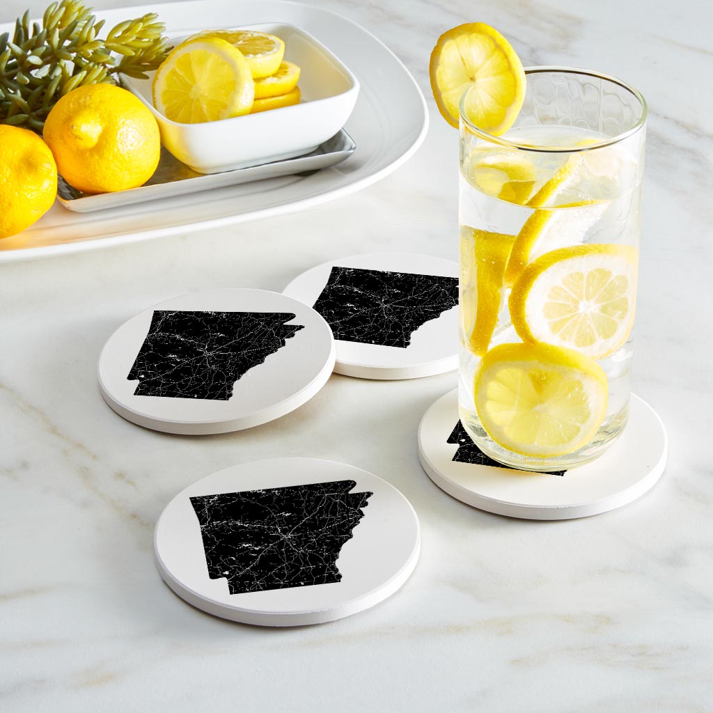 B&W Minimalist Arkansas Map | Absorbent Coasters | Set of 4 | Min 2