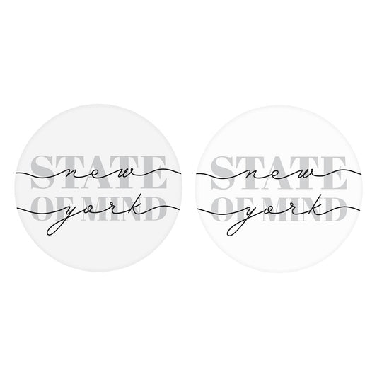 Minimalistic B&W New York Quip Ny State Of Mind | Absorbent Car Coasters | Set of 2 | Min 4