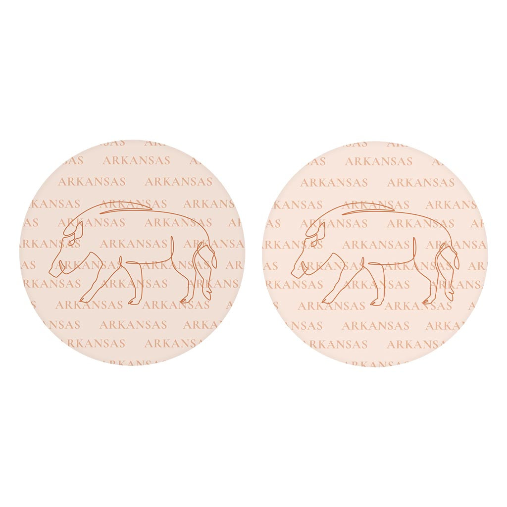 Modern Minimalist Arkansas Hog Line Drawing | Absorbent Car Coasters | Set of 2 | Min 4