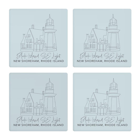 Block Island Se Light Muted Coastal | Absorbent Coasters | Set of 4 | Min 2