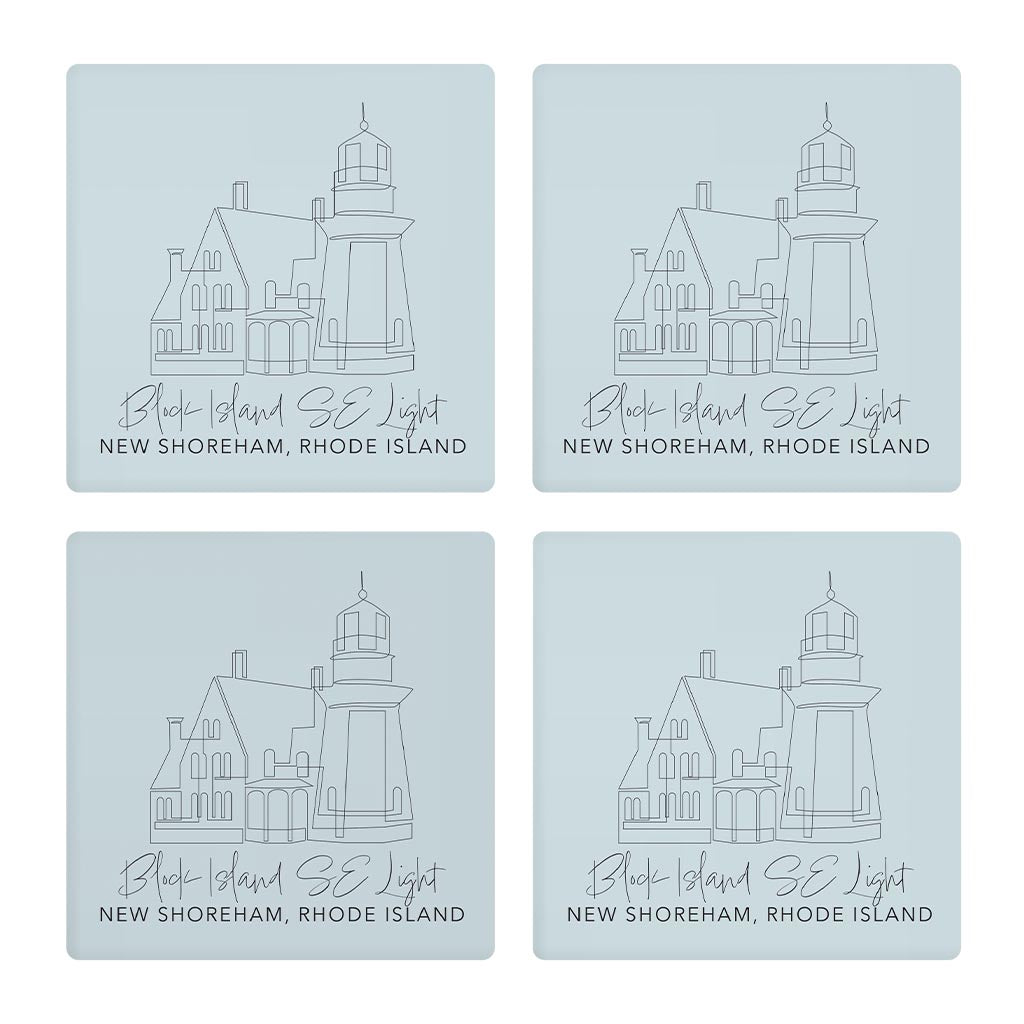 Block Island Se Light Muted Coastal | Absorbent Coasters | Set of 4 | Min 2