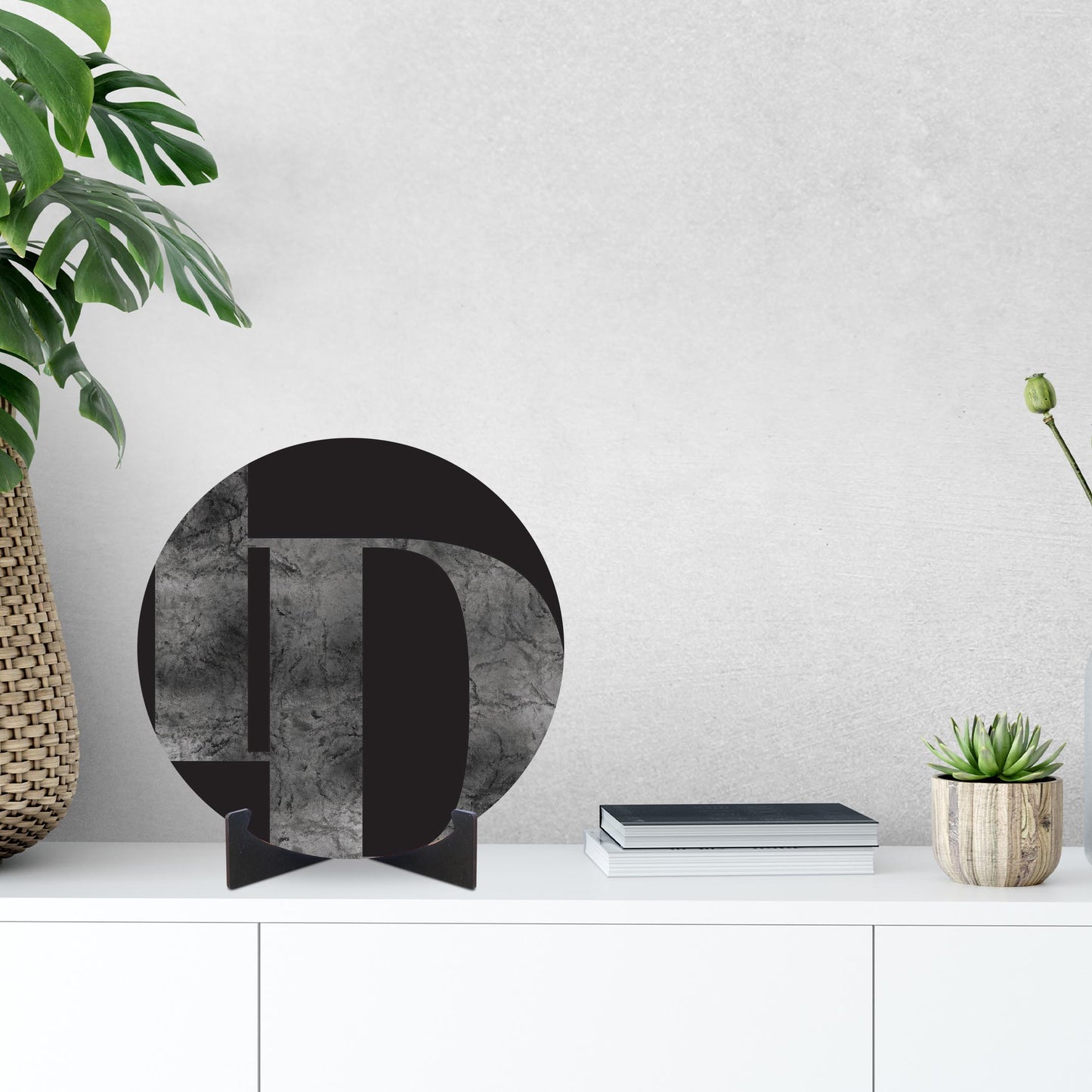 Minimalist B&W Idaho Black Initials | Wood Sign | Eaches | Min 1