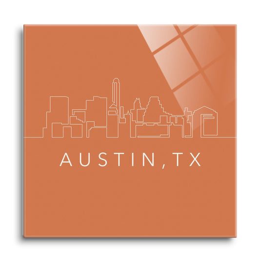 Modern Minimalist Texas Austin Skyline | Hi-Def Glass Art | Eaches | Min 1