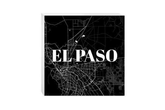 Minimalistic B&W Texas El Paso Map | Wood Block | Eaches | Min 2