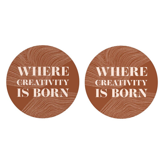 Modern Minimalist New York Creativity Is Born | Absorbent Car Coasters | Set of 2 | Min 4