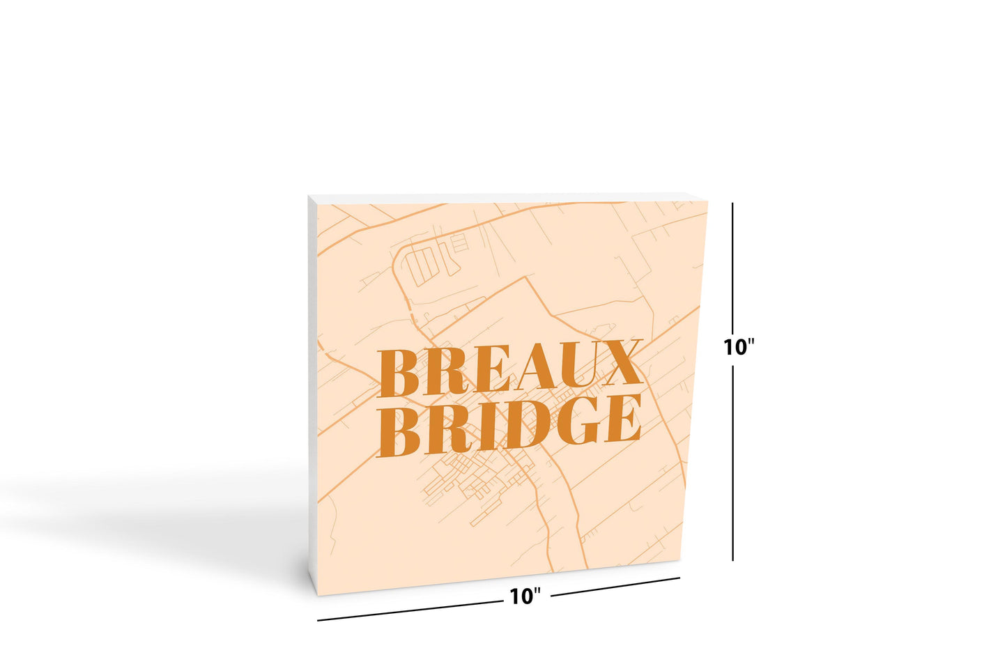 Modern Minimalist Louisiana Breaux Bridge Map | Wood Block | Eaches | Min 2