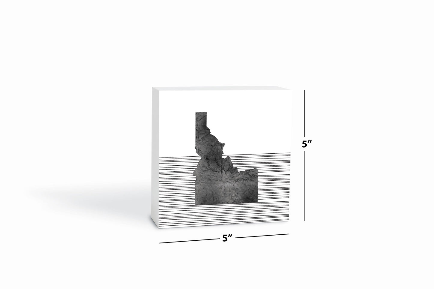 Minimalist B&W Idaho State With Straight Lines | Wood Block | Eaches | Min 4